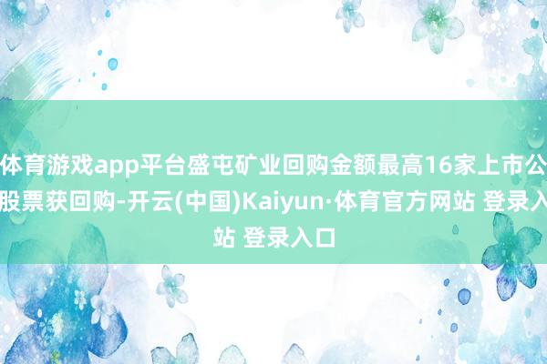 体育游戏app平台盛屯矿业回购金额最高16家上市公司股票获回购-开云(中国)Kaiyun·体育官方网站 登录入口