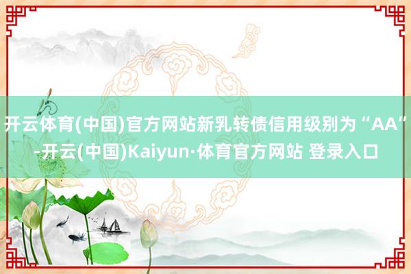 开云体育(中国)官方网站新乳转债信用级别为“AA”-开云(中国)Kaiyun·体育官方网站 登录入口